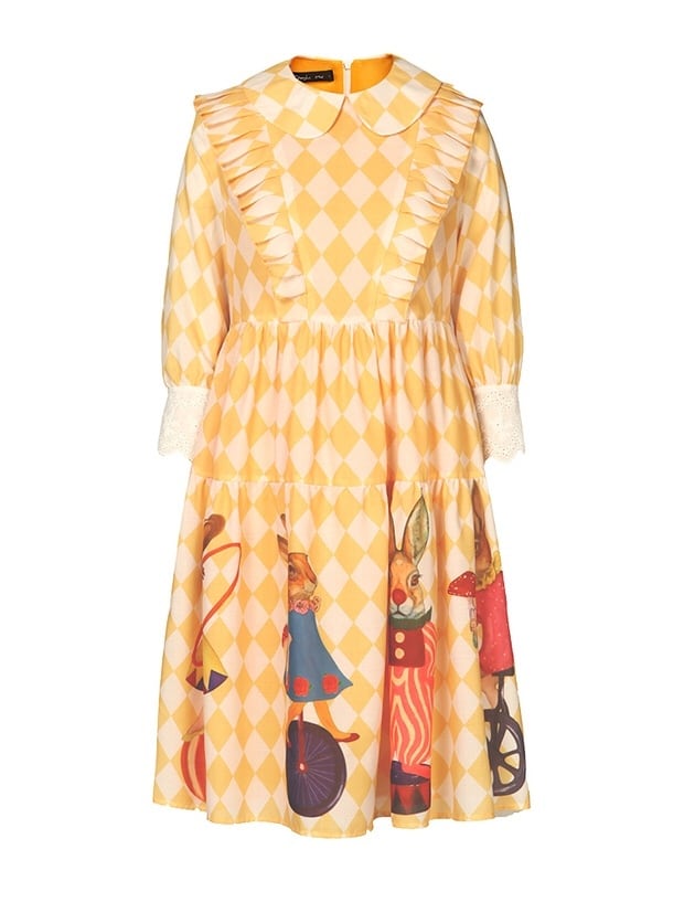 Plaid fairy tale rabbit spring dress