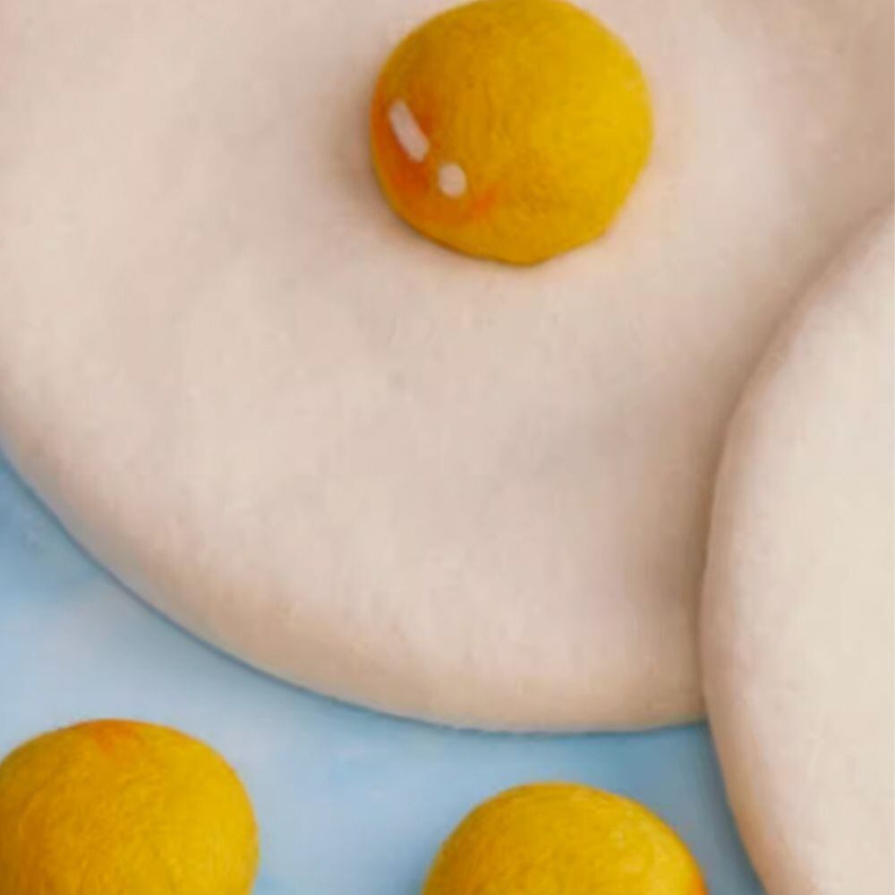 fried egg wool felt beret