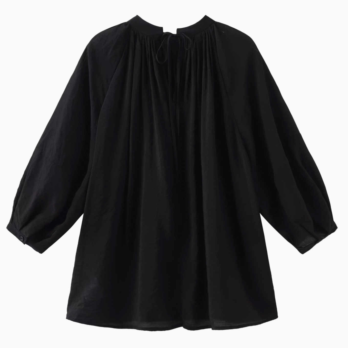 Cotton Puff Sleeve Elegant Black Shirt – remulia