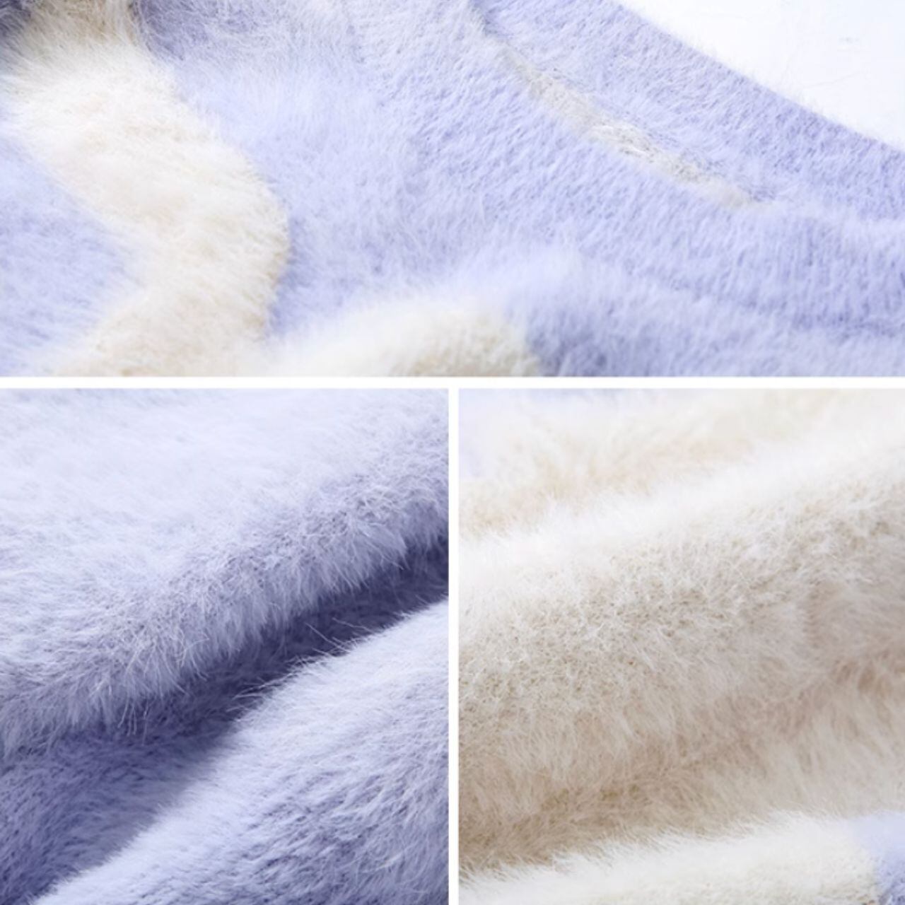 White rabbit milky purple fluffy knit
