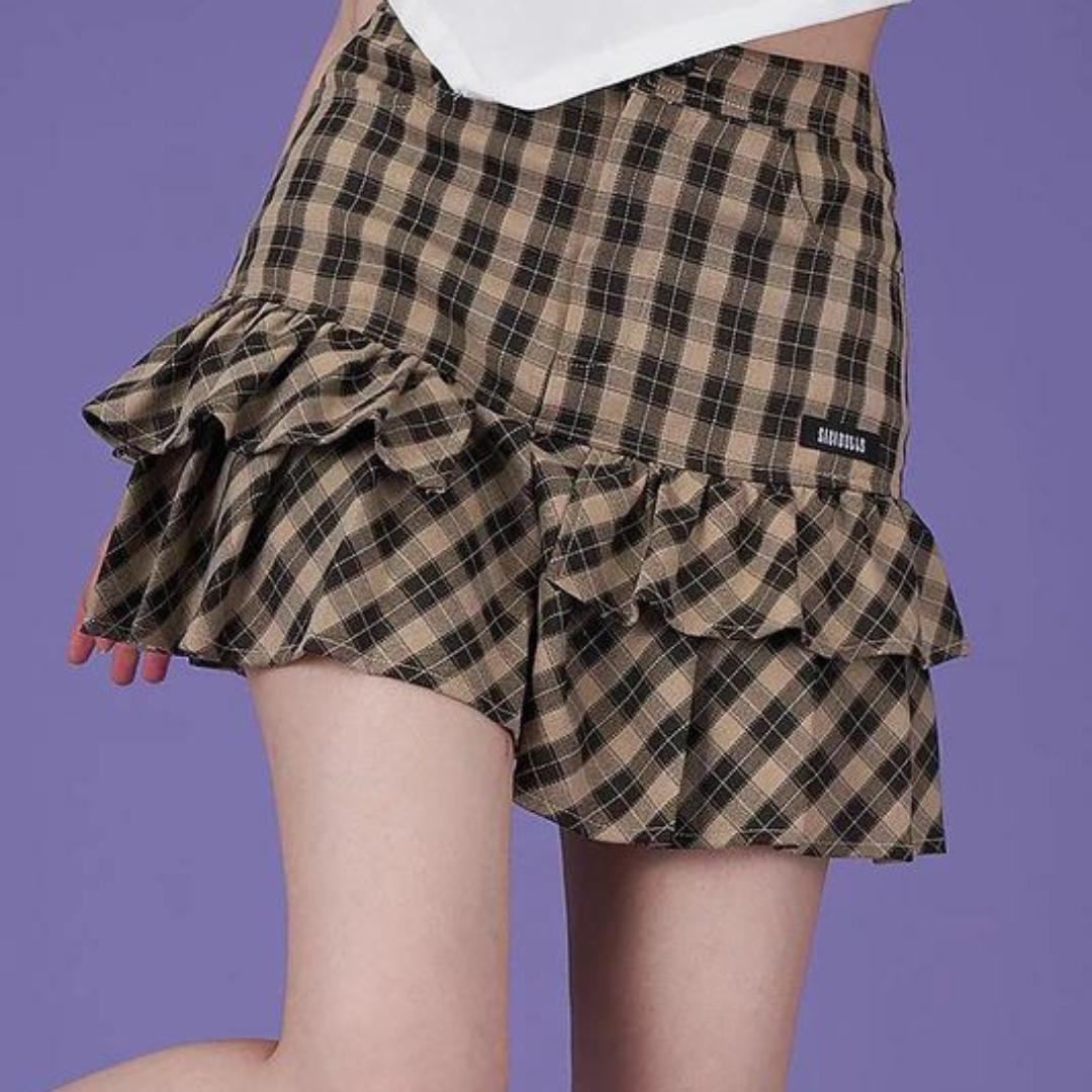 Checkered on sale frill skirt