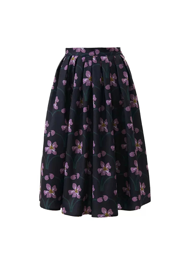 original black pink and purple retro umbrella skirt