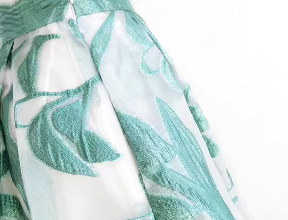 Fresh Organza Peacock Green Organza Umbrella Skirt