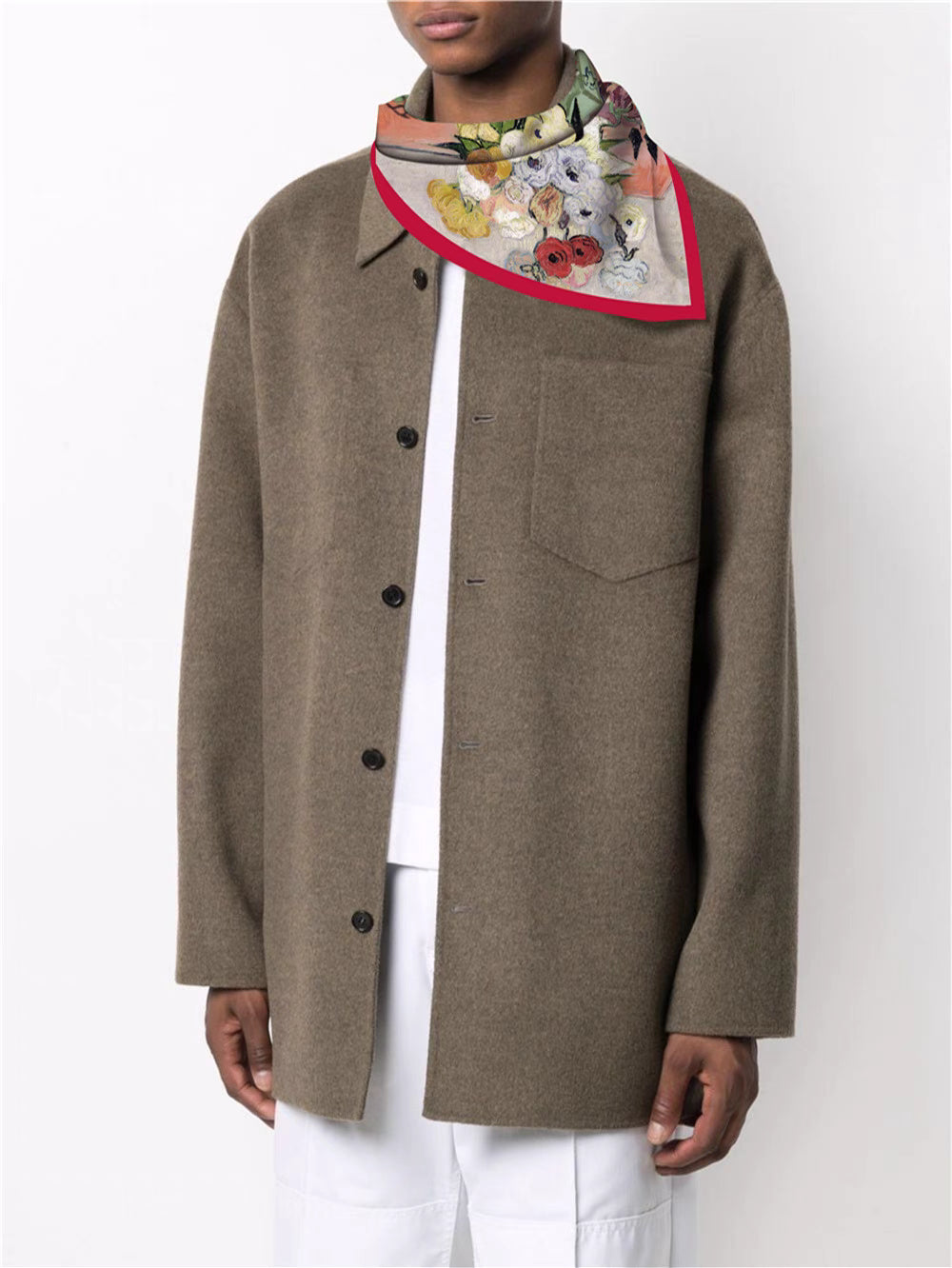 "Japanese Vase with Roses and Anemones" Scarf