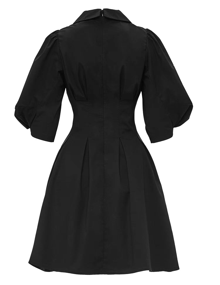 A-Line Doll Collar Puff Sleeve Dress