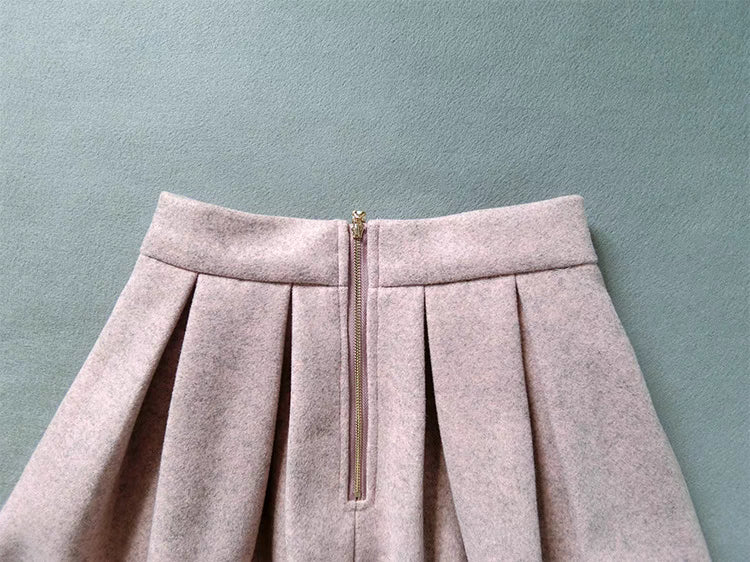 Pink Thickened Winter High Waist Skirt