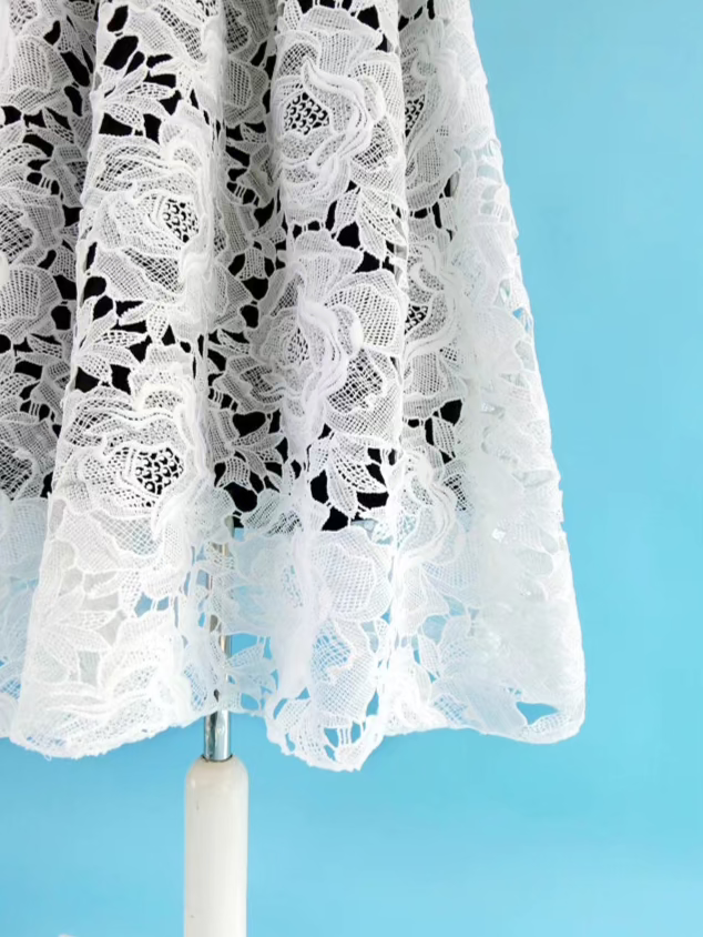 fluffy embroidered mid-length skirt