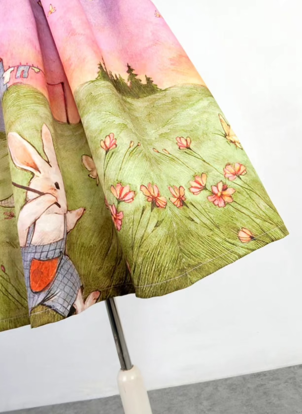 Rabbit country printed mid-length tutu skirt