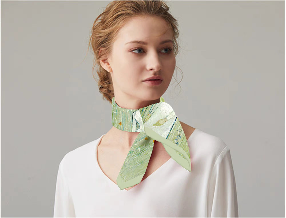 "Young peasant woman in straw hat sitting in a wheat field" scarf