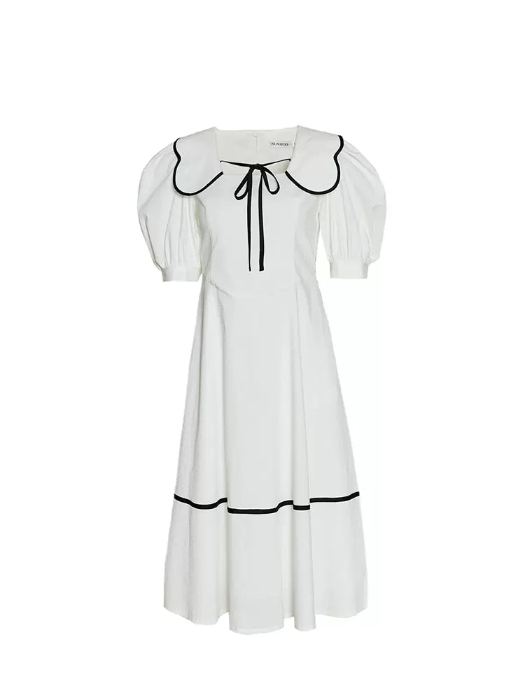 summer retro lace-up temperament slim dress