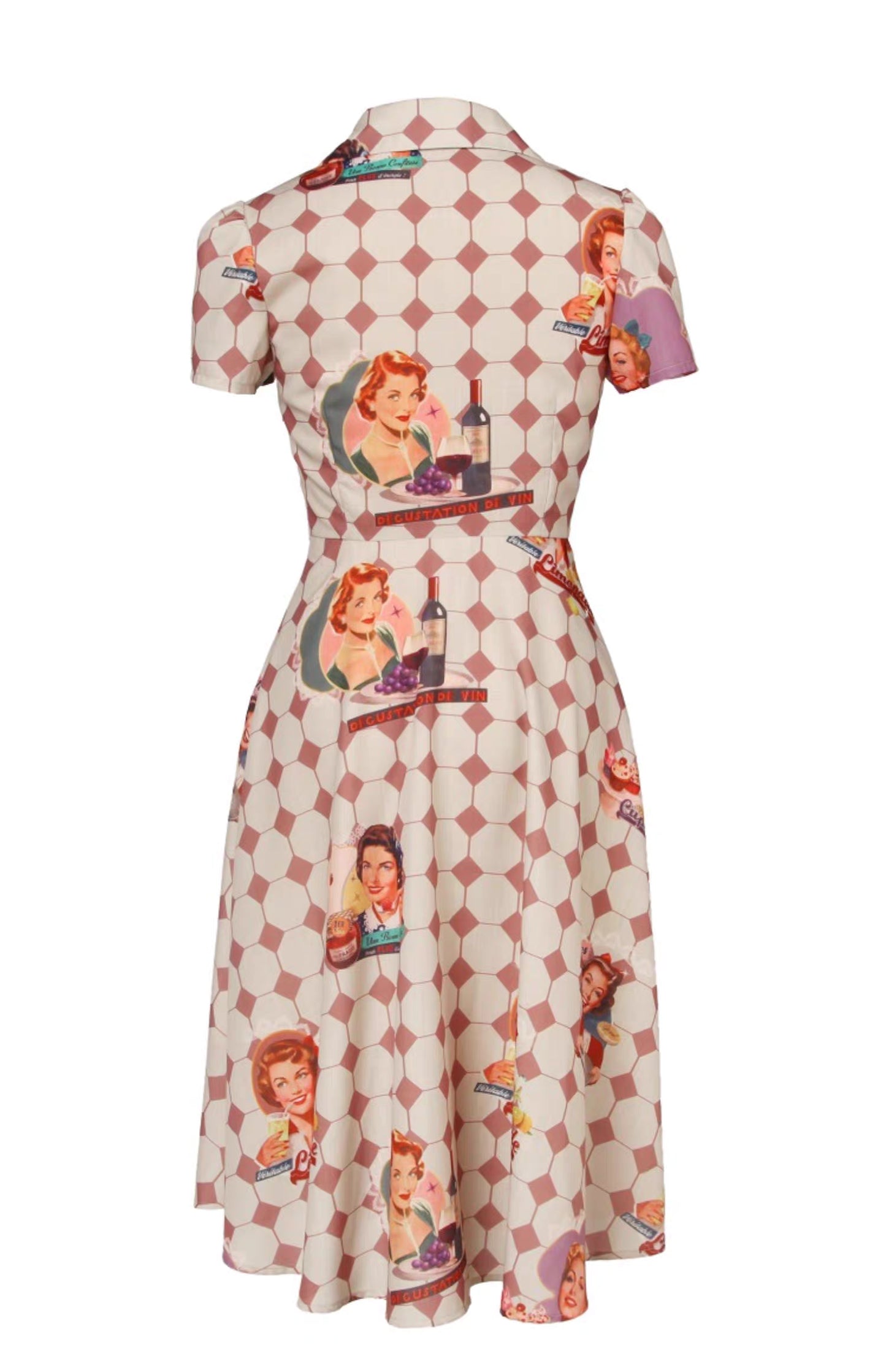 Diamond Print Suit Collar Dress