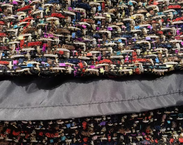 tweed embroidered slimming A-line high-waisted skirt