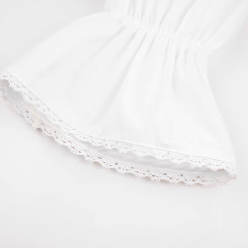 Fungus Hem Stand Collar Puff Sleeve Straight Shirt