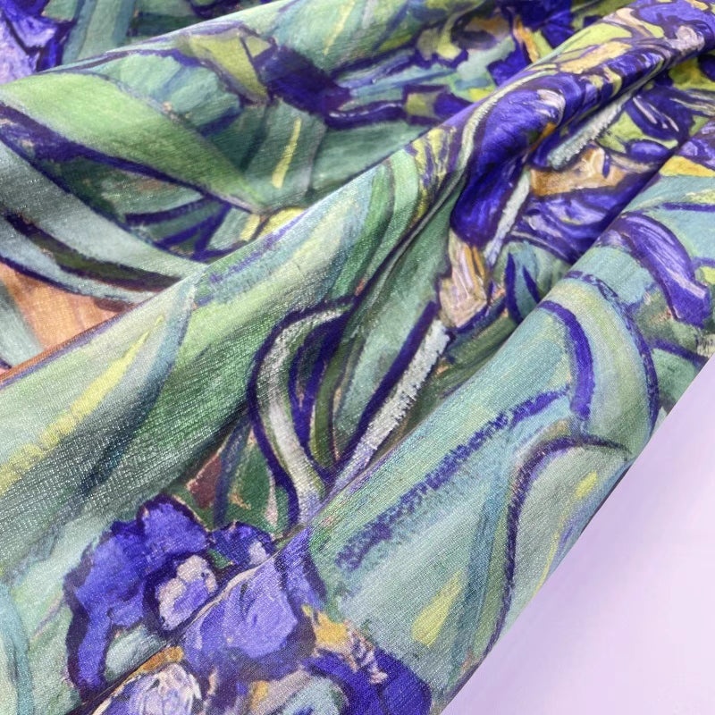 retro printed high-waisted pockets skirt