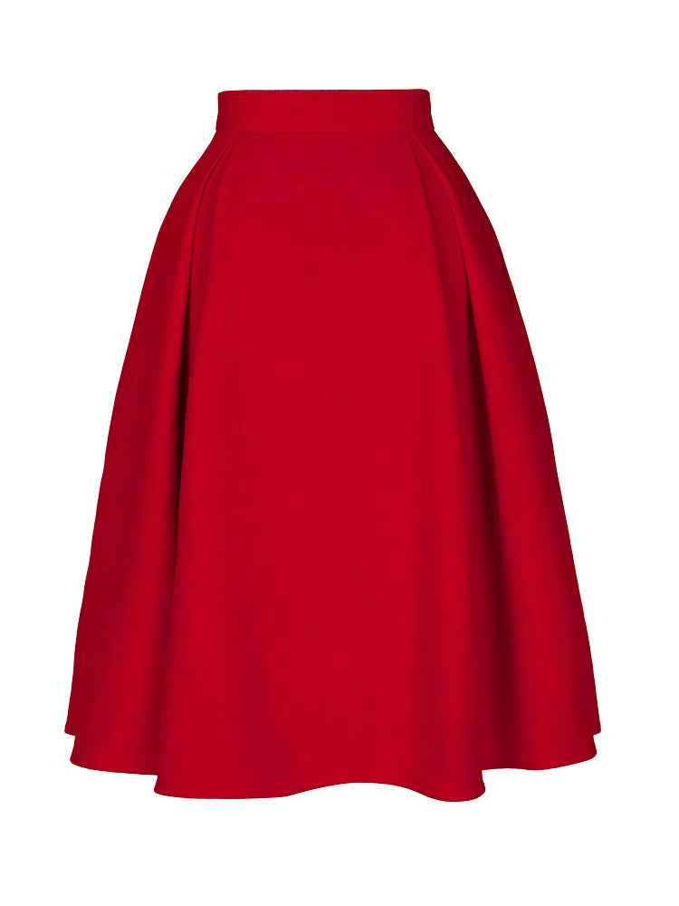 New Article Old Red Color Half-Long Skirt