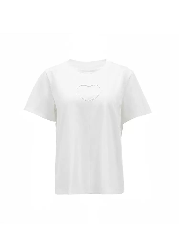 hollow white short-sleeved T-shirt
