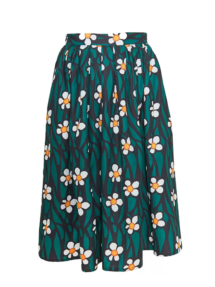 hand-painted print mid-length umbrella skirt