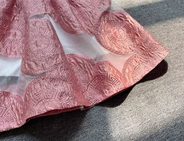 Pink Puff embroidered organza skirt