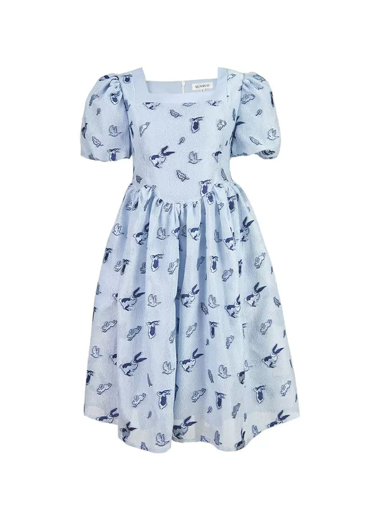 Rabbit Jacquard Seersucker Dress