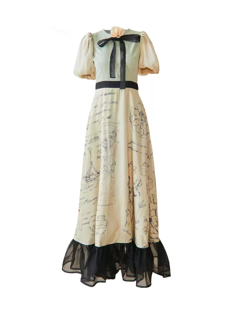 Pompeii notes printed dress