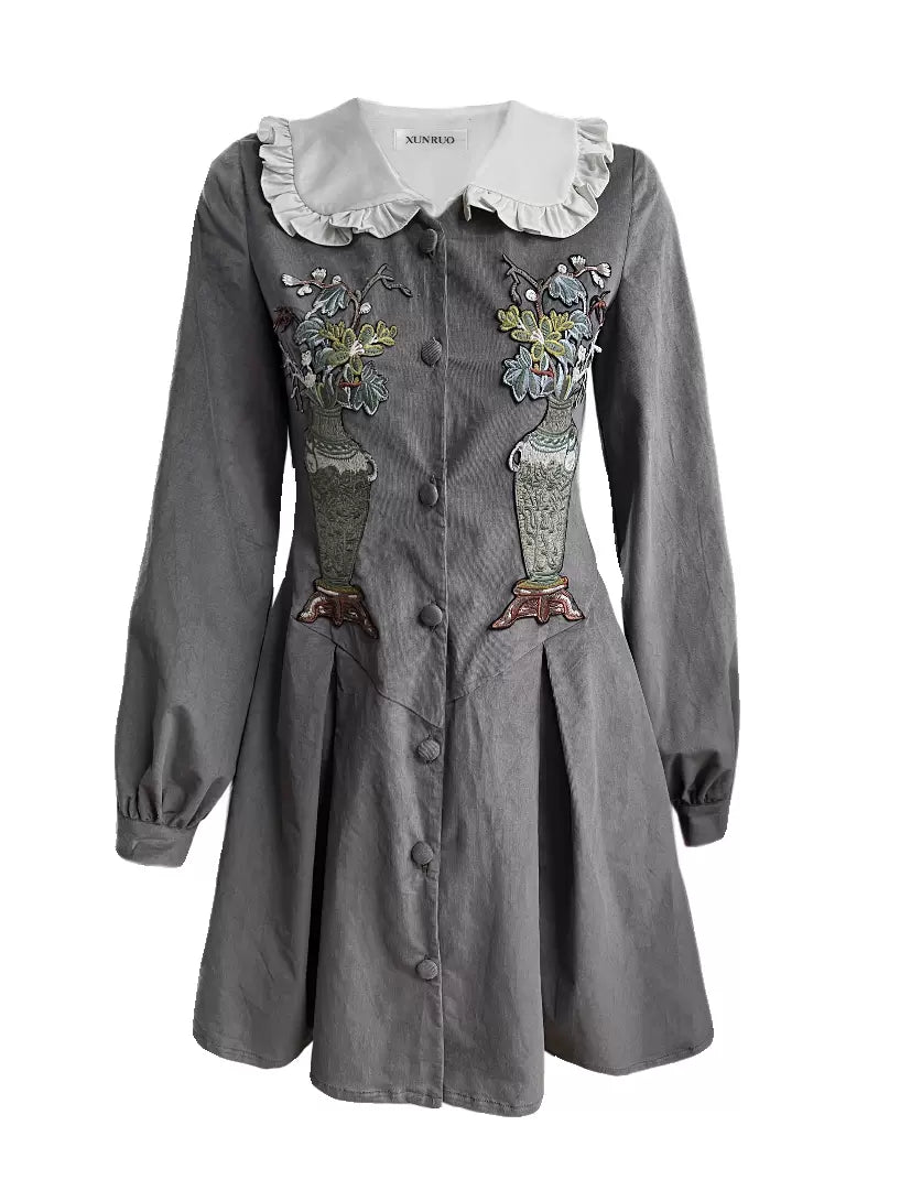 corduroy vase embroidered dress
