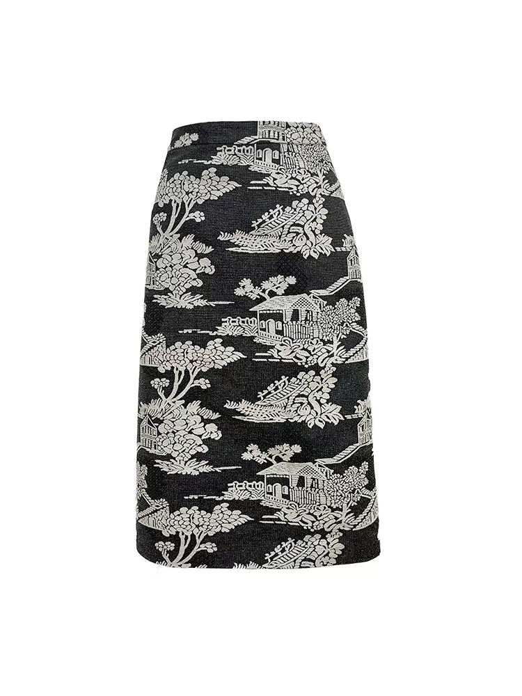 three-dimensional jacquard long skirt
