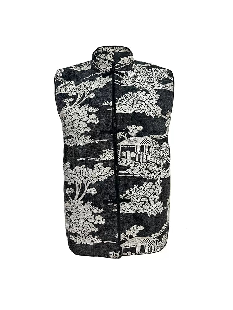 three-dimensional jacquard placket buckle vest