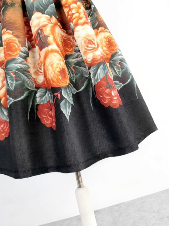 positioning floral fluffy skirt