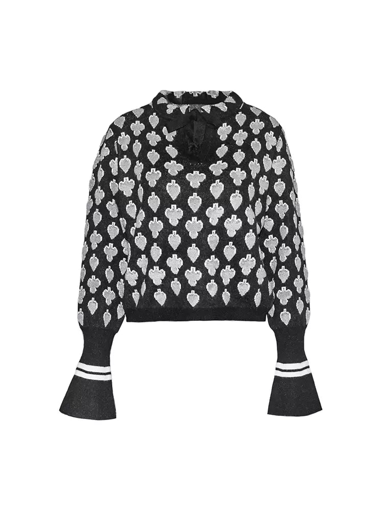 spade poker pattern short sweater