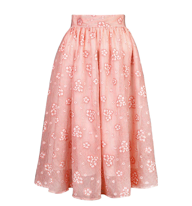 Light and elegant embroidered A-line skirt