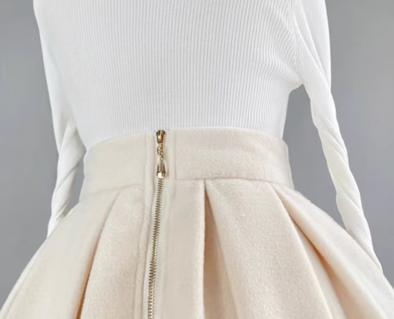 solid color woolen mid-length thick winter skirt
