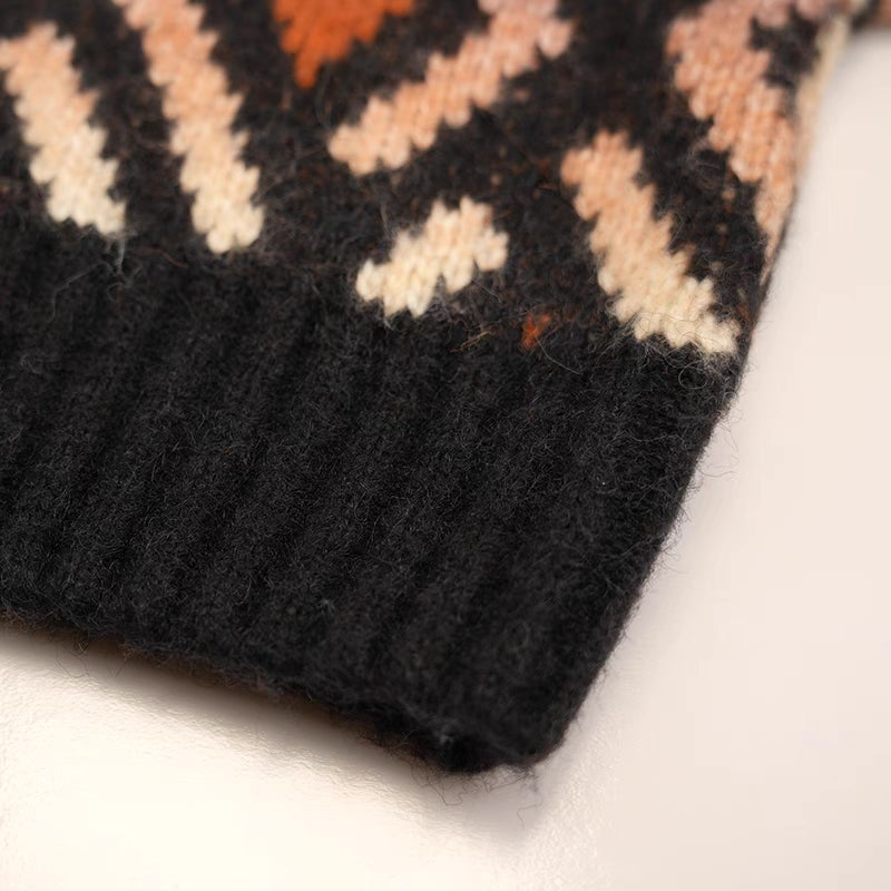 jacquard lazy cat high-neck sweater