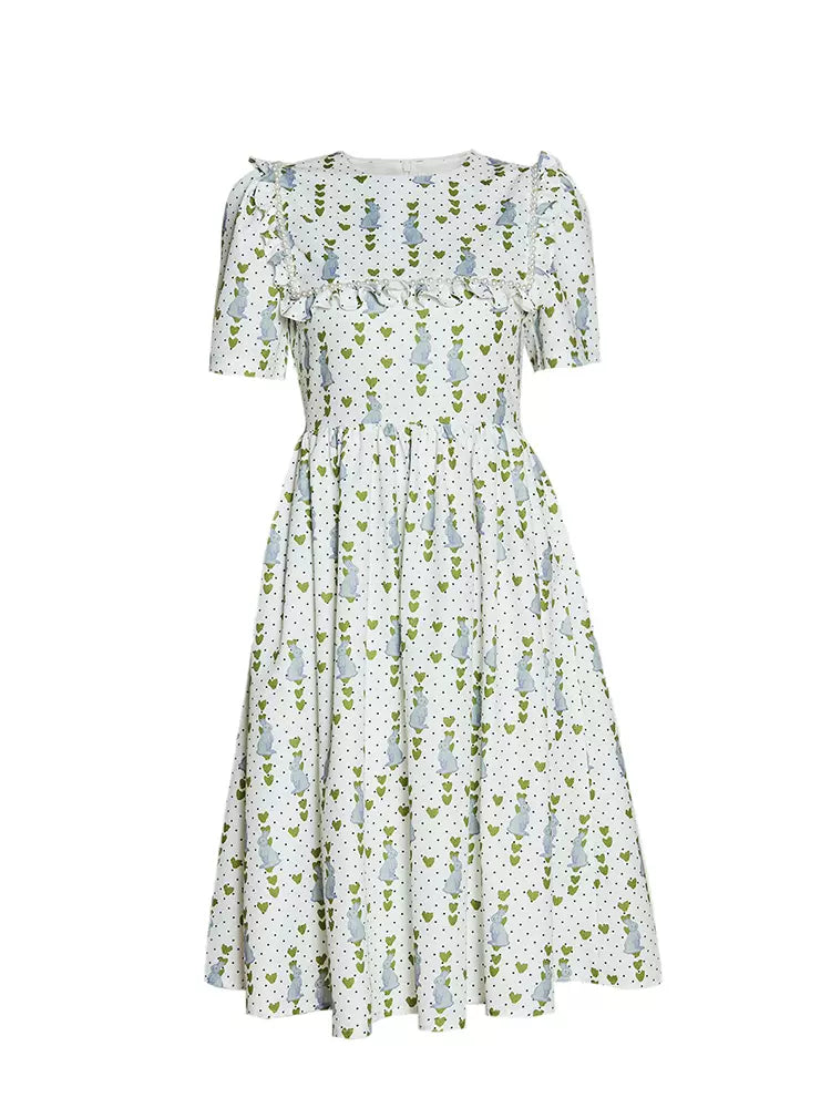 original love rabbit polka dot print fungus dress