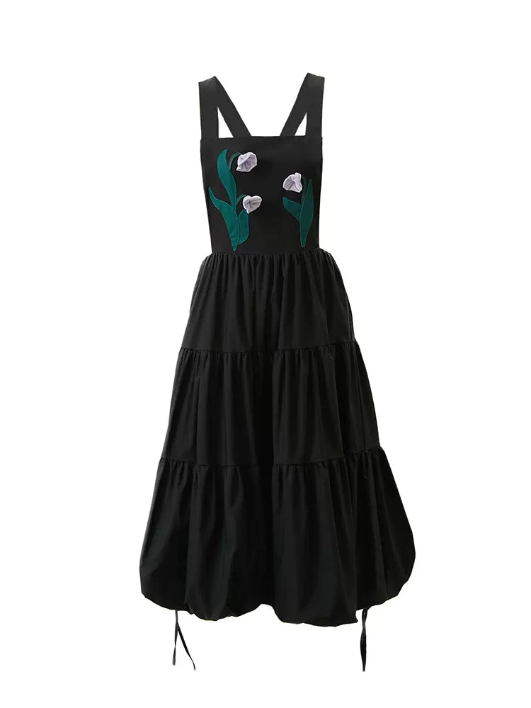 original handmade three-dimensional flower pleats dress