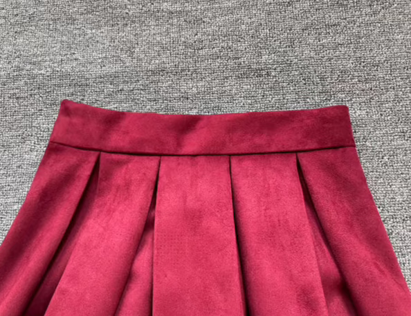 dark red deerskin high-waisted skirt