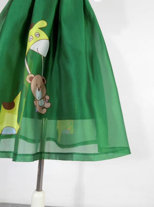 versatile cartoon giraffe bear print high-waisted skirt