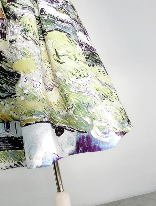 oil painting fluffy mid-length skirt