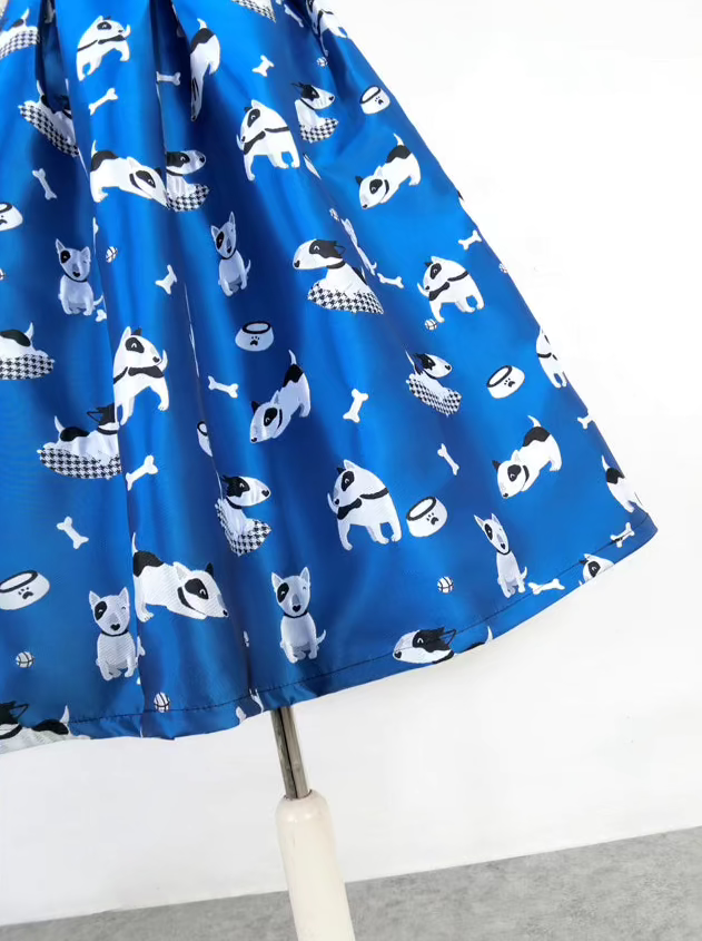 dog embroidered high-waisted skirt