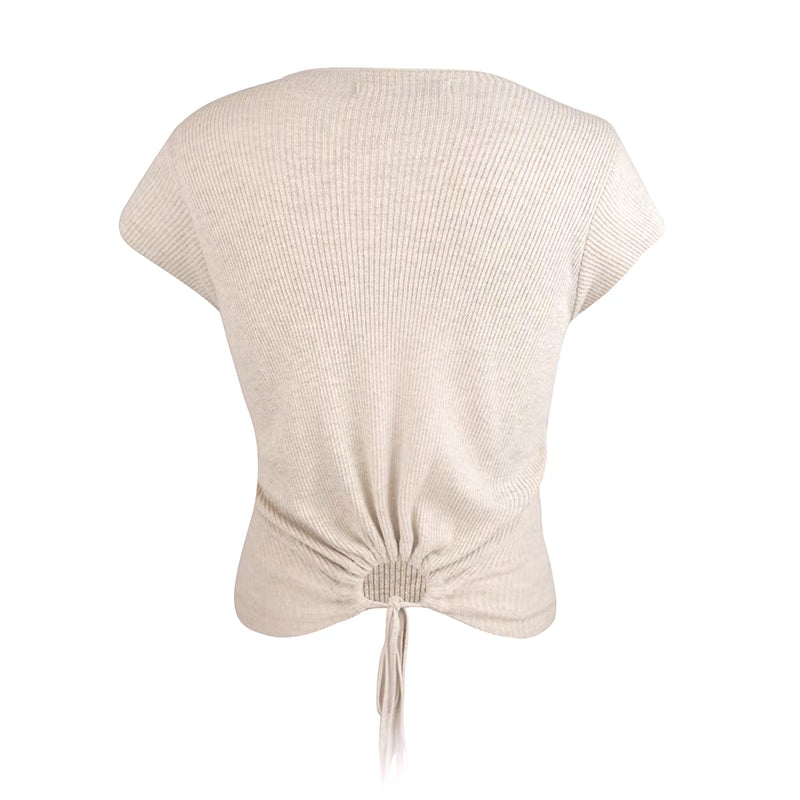 oatmeal color knitted pullover embroidered cat sweater