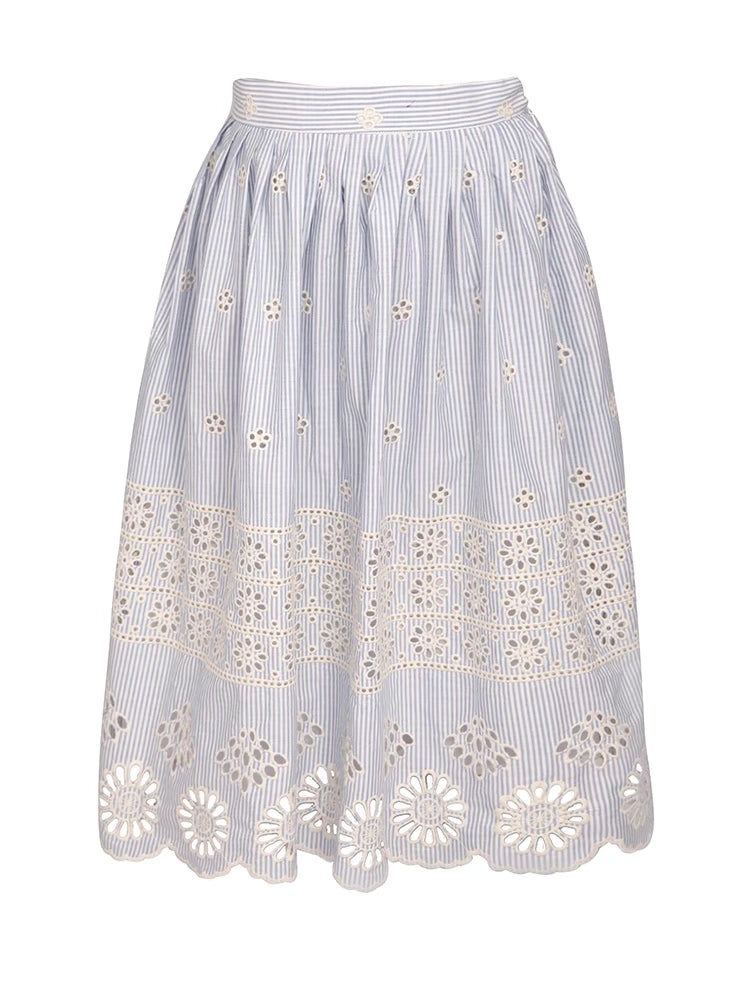 fresh hollow embroidered literary skirt