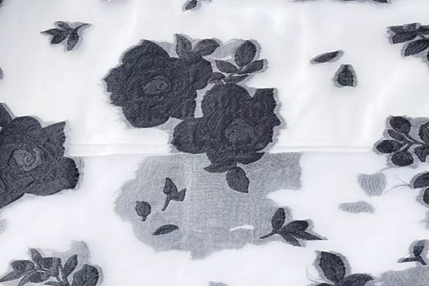 ink embroidered high waist a-line skirt