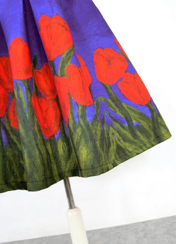tulip print high waist skirt