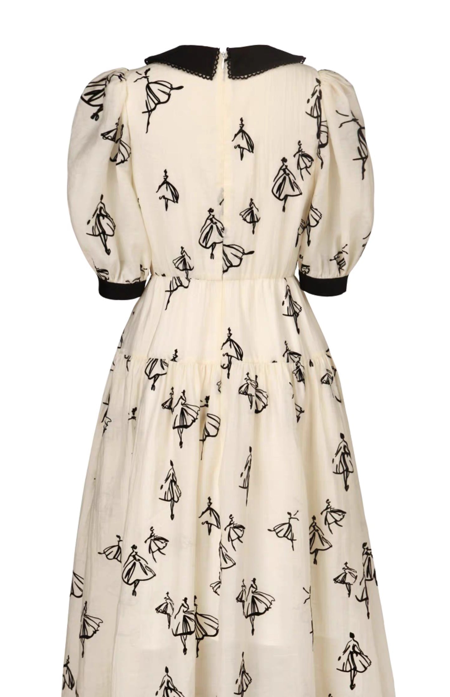 thin light yellow doll collar dress