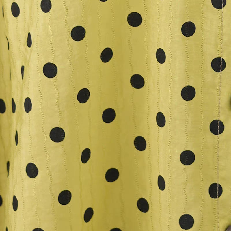 polka dot printed daisy patch embroidered straight shirt