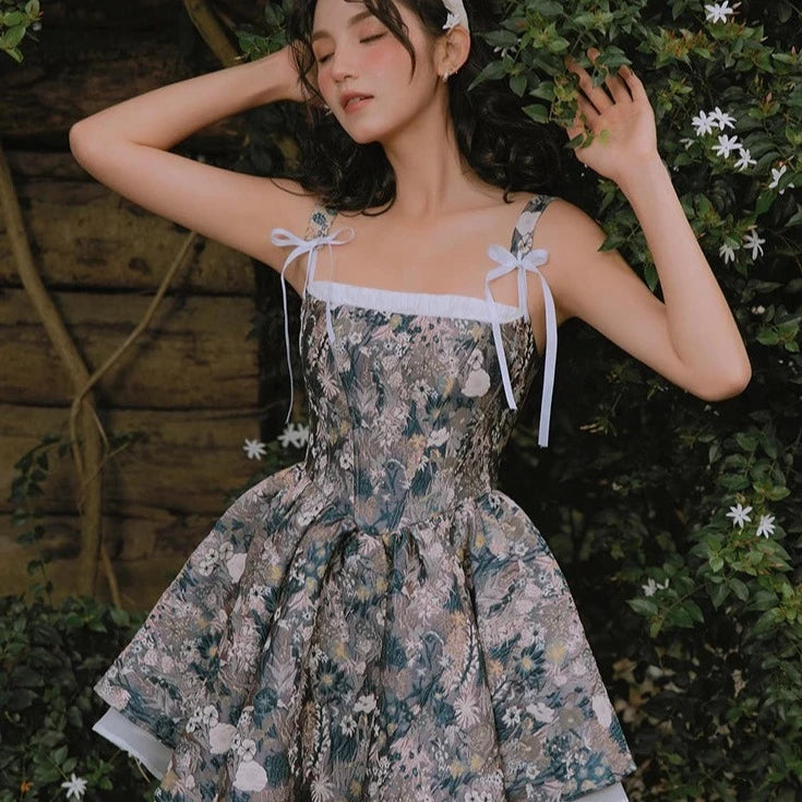 Floral puffy dress clearance