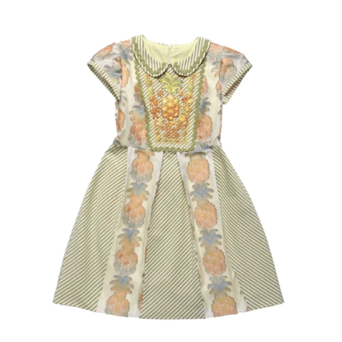 pineapple jacquard heavy embroidery babydoll dress