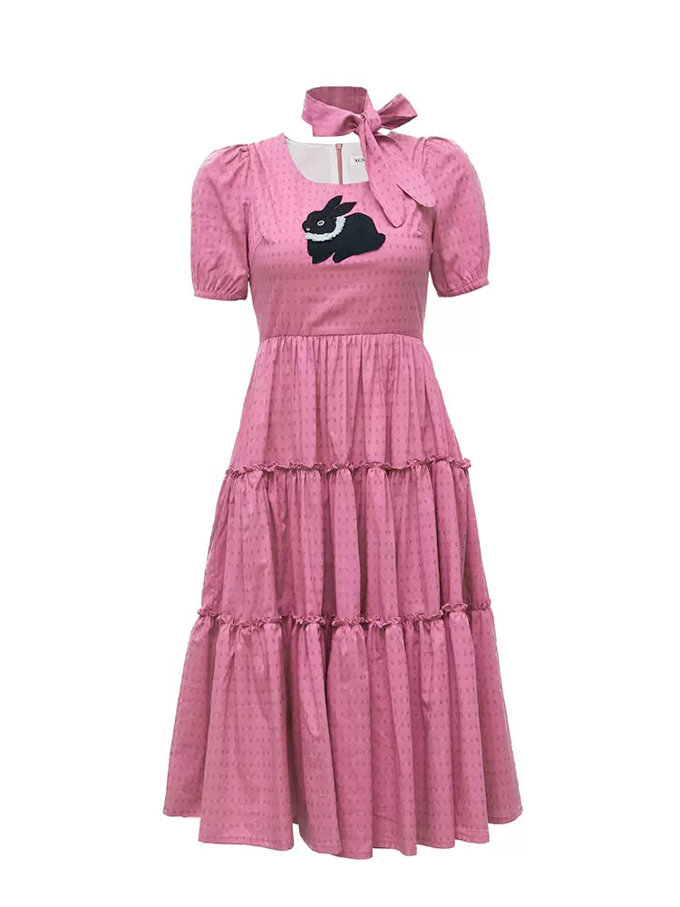New Style Black Rabbit Embroidered Dress