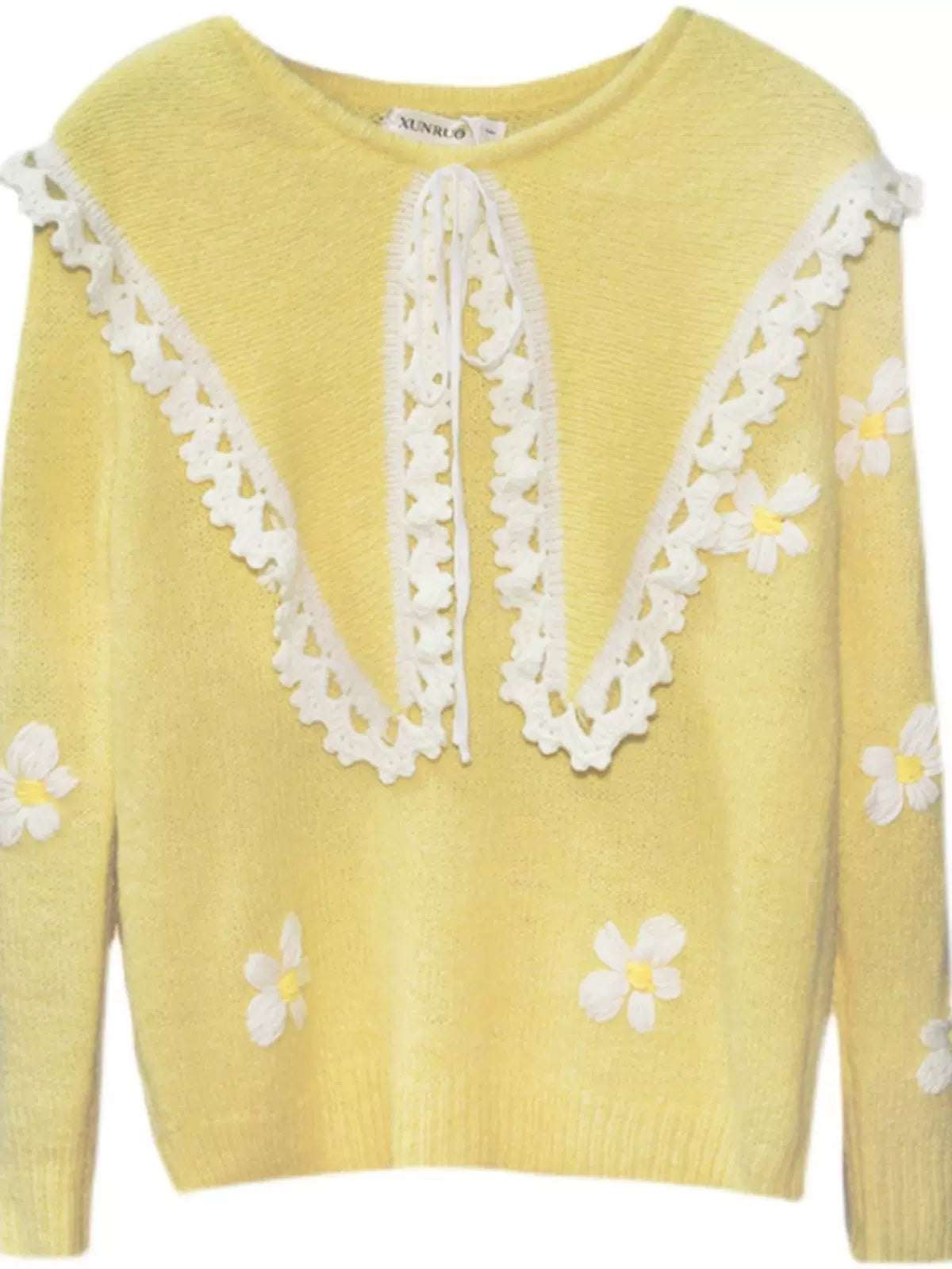 large yellow lapel sweater
