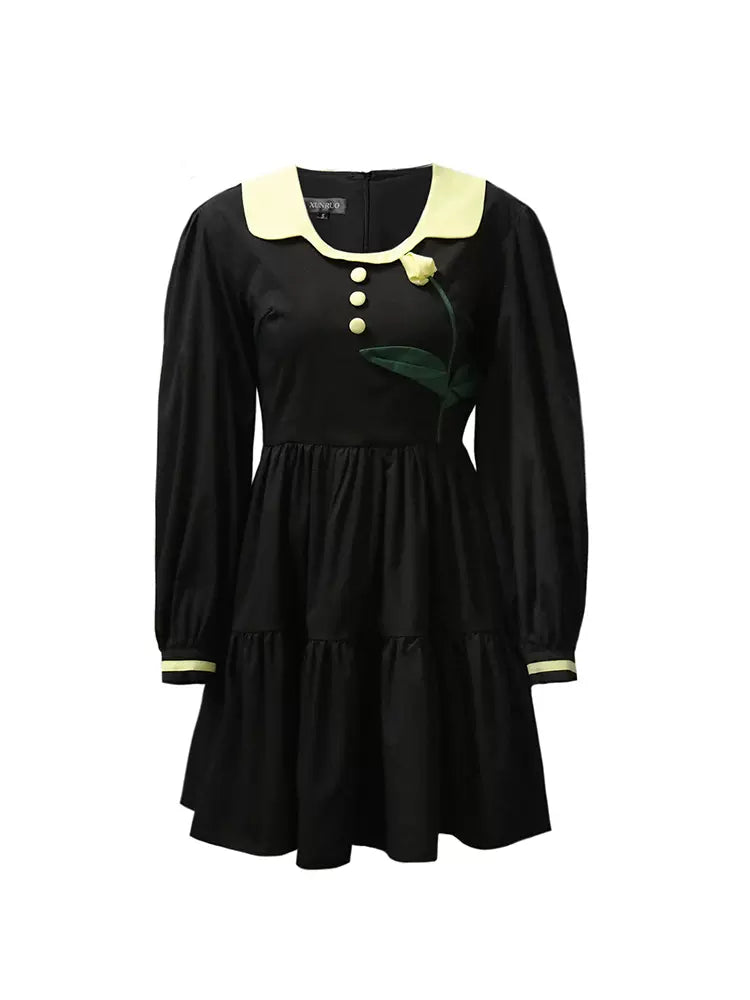 handmade flower black dress