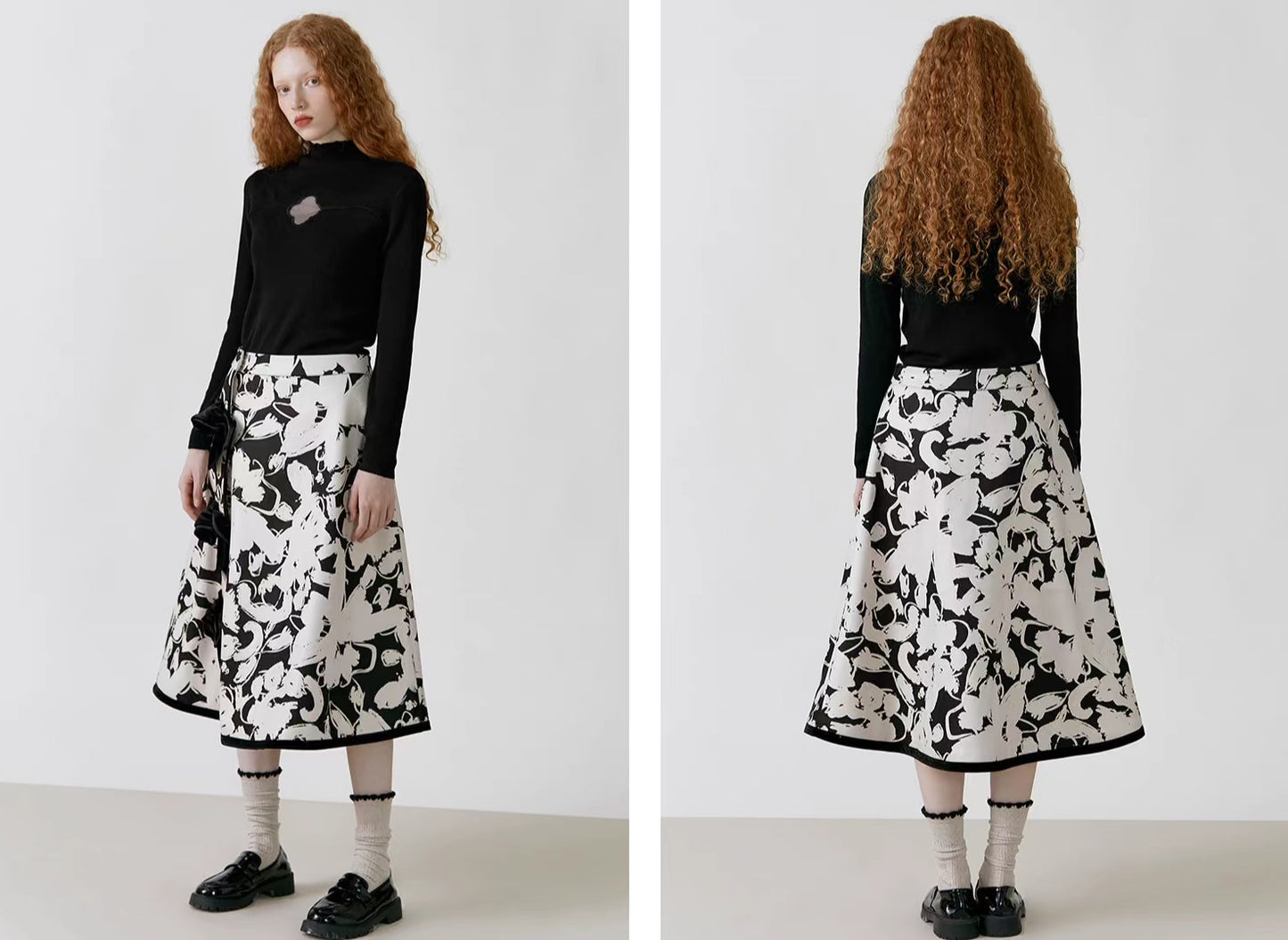 lower window hollow black half turtleneck sweater